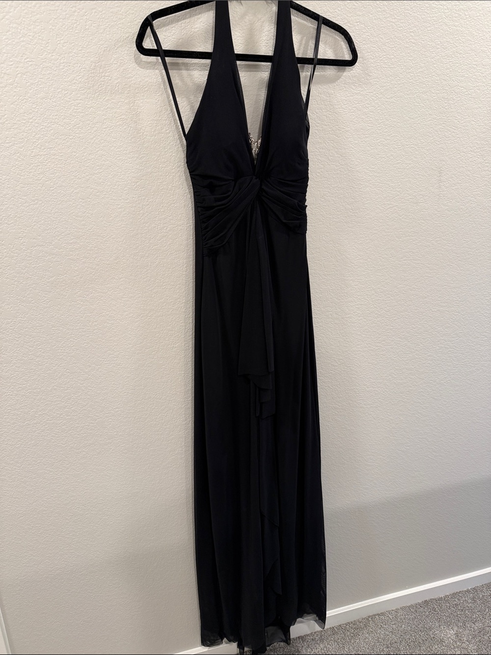Black Halter Twist-Front Maxi Dress